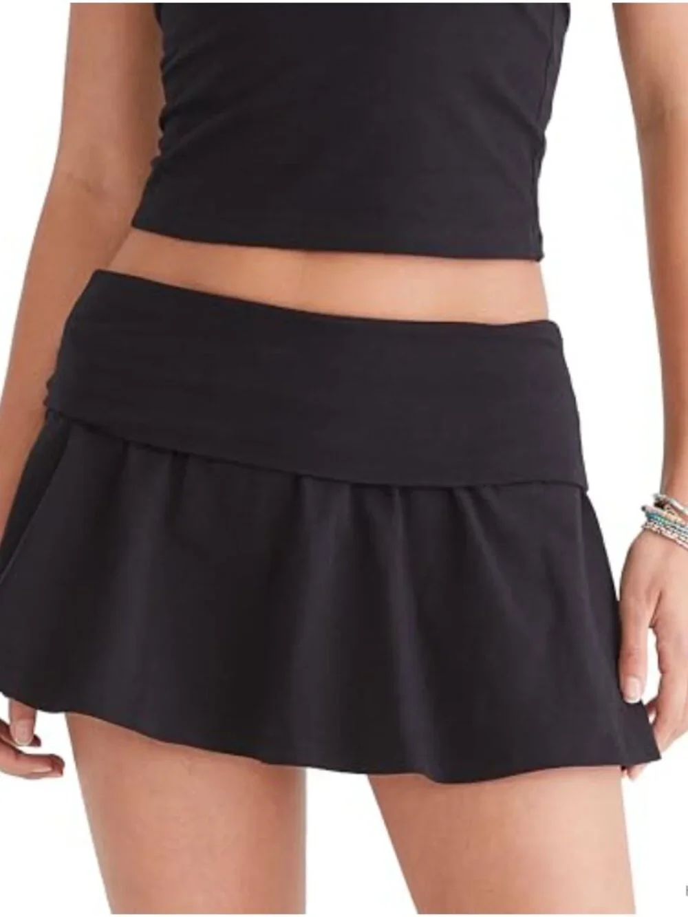 Aeropostale Women's Mid-Rise Foldover Skort with Built-In Shorts